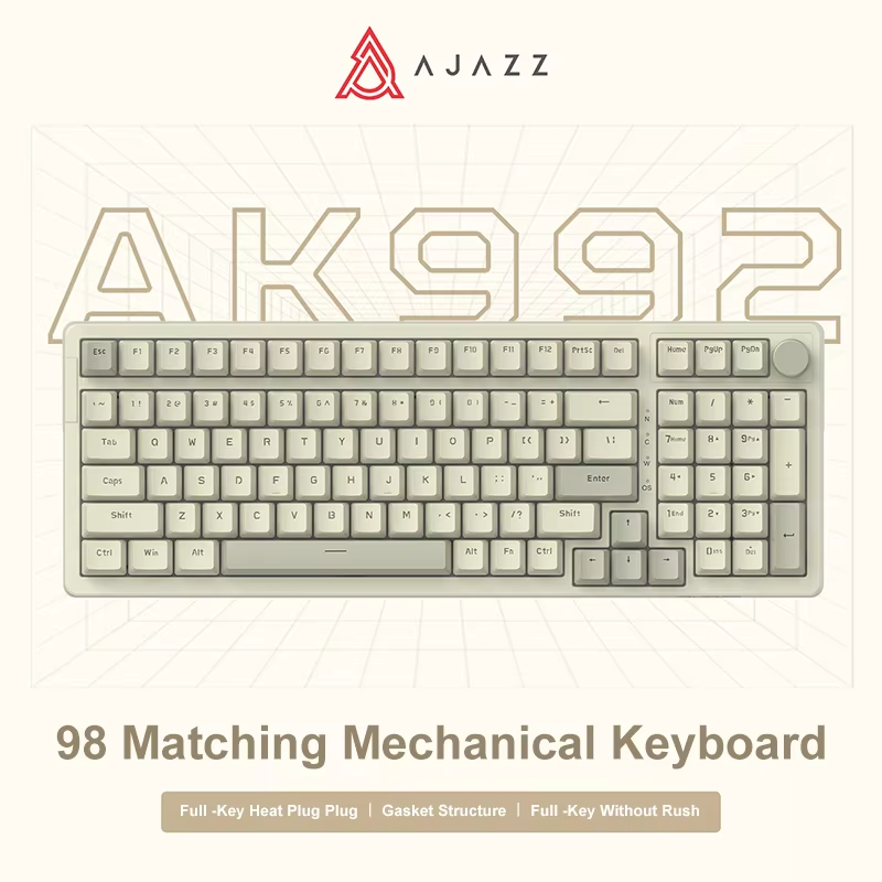 Pc Gaming Fullset - Ajazz คีย์บอร์ด AK992แบบมีสายคีย์บอร์ดแมคคานิคอล98ปุ่มเต็มรูปแบบ Hot-swap USB คีย์บอร์ดมัลติมีเดียสำหรับคอมพิวเตอร์ตั้งโต๊ะแล็ปท็อป