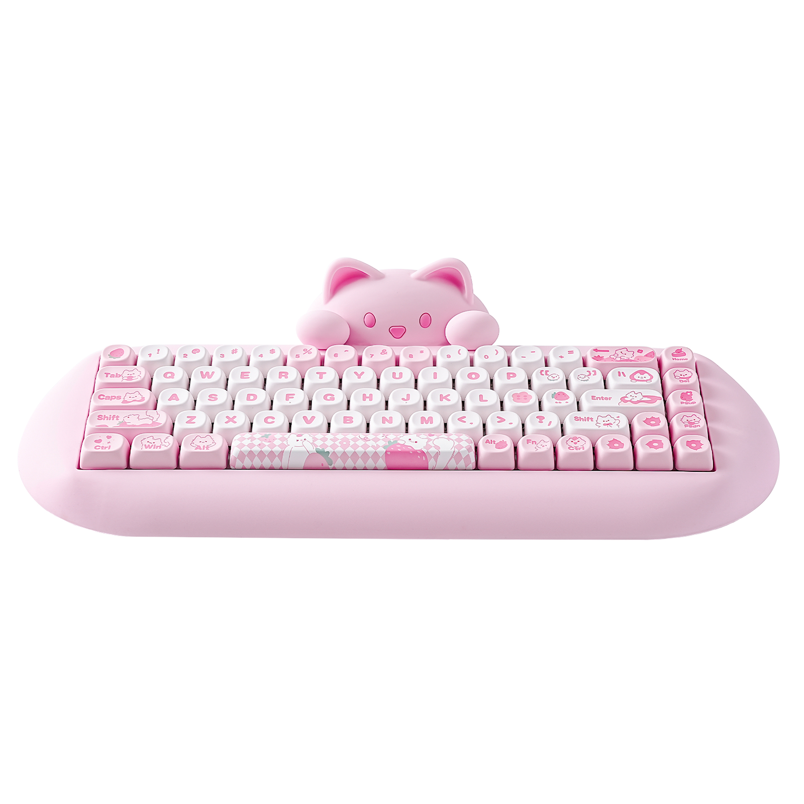 Pc Gaming Pink - YUNZII C68 สีชมพู 65% Hi-Fi แมวน่ารักซิลิโคน