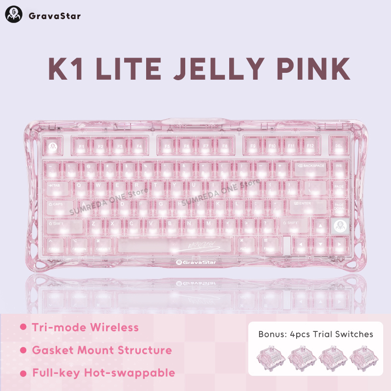 Pc Gaming Pink - คีย์บอร์ดกลไก K1 LITE JELLY PINK รุ่น